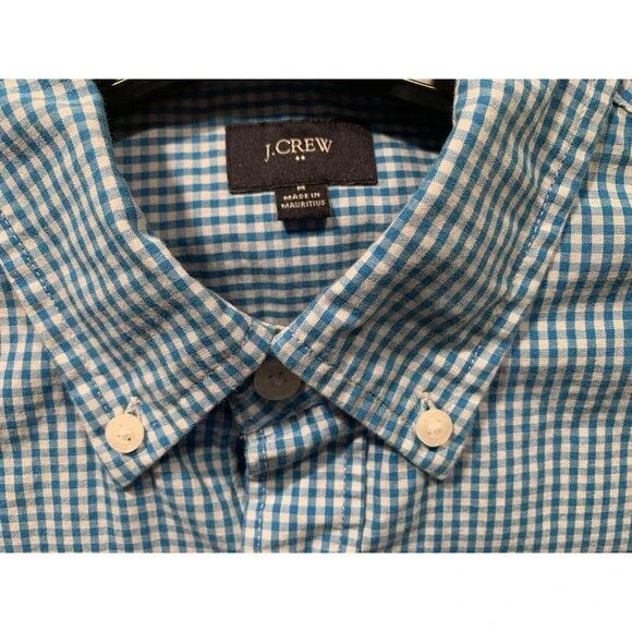 J. Crew 100% Cotton Blue Gingham Medium Slim-16" Collar-42" Chest Button Down - Picture 2 of 14